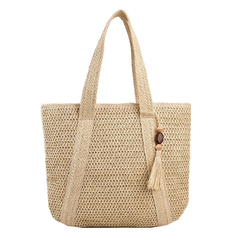 Vintage Straw Beach Tote Bag - Large Capacity Summer Woven Daily Versatile Handbag